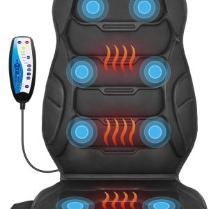 Housse de siège de massage chauffante COMFIER noire avec zones de vibration et télécommande filaire